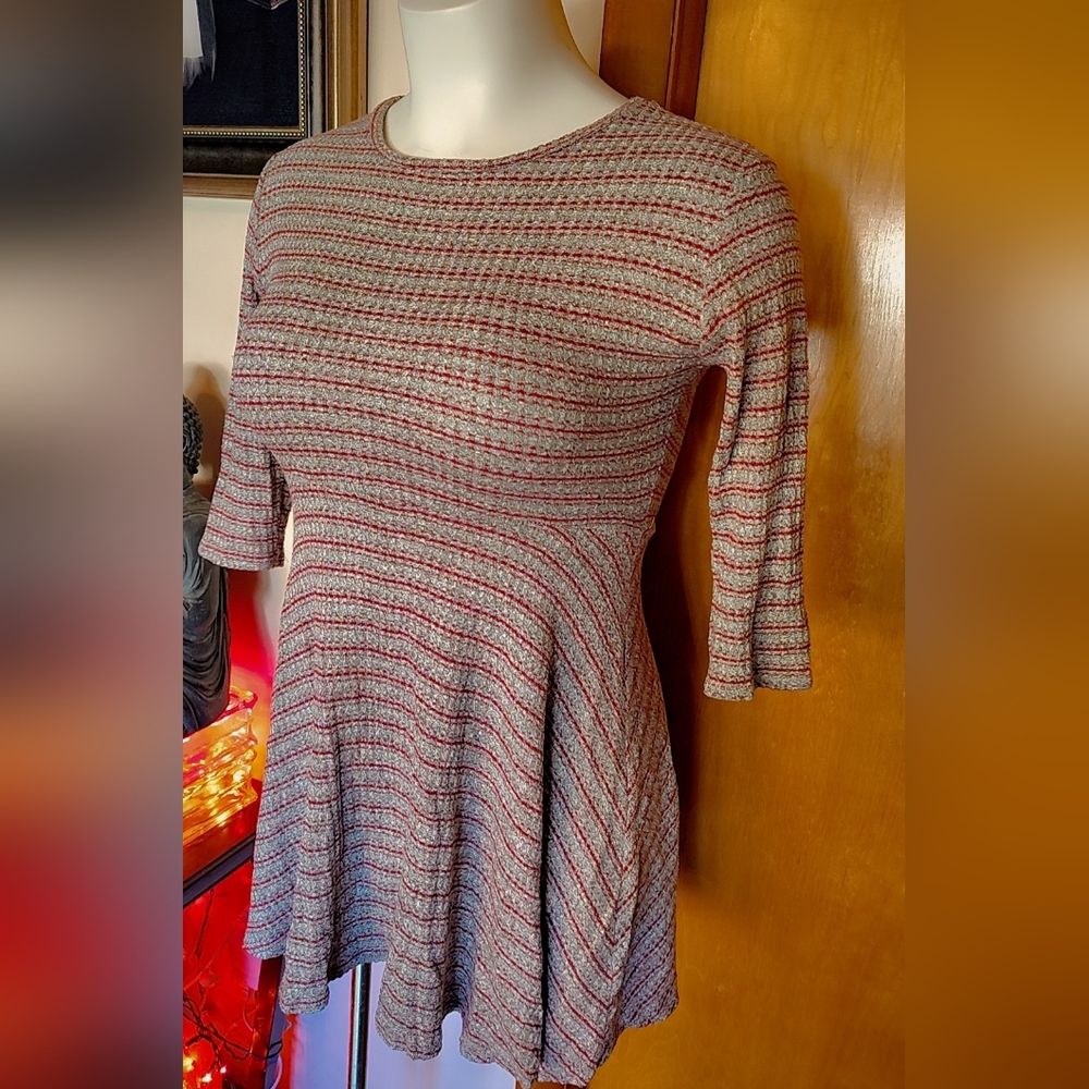 Rolla Coster Red & Gray Knit Mini Long Sleeve Dress - Size L - NWOT - Picture 3 of 5